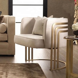 Sedia di accento in velluto bianco dal design moderno con struttura in acciaio inossidabile dorato poltrone fantasia per soggiorno hotel club cafe shop - Product Image 5