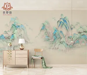 新中式山水画装饰墙布壁画