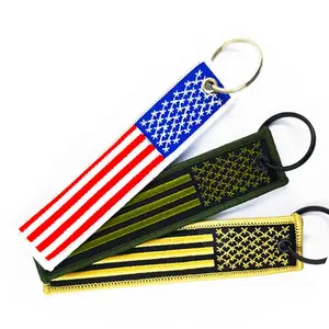 Großhandel Stickerei Schlüssel bund mit amerikanischer Flagge Design