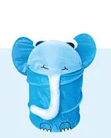 كيد قابلة للطي المنبثقة سلة الغسيل مع غطاء ، الفيل الأزرق