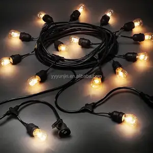 Guirnalda de luces conectable de 14,6 M de alto brillo con bola de festón, para exterior, patio, fiesta, decoración con luces de hadas de Navidad