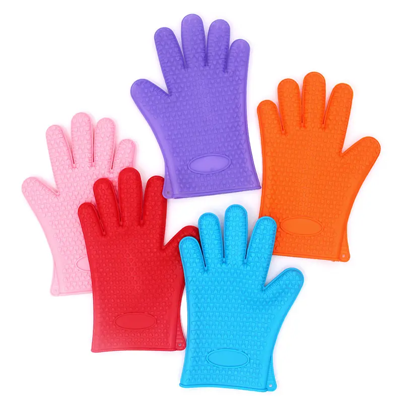 Waterproof Heated Resistant Non-Stick Kitchen Funny BBQ Silicone Oven Gloves Mitts Guantes aislantes Grilling Cooking Gloves