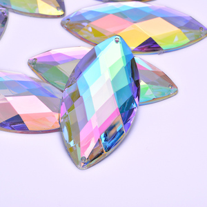 Strass in Cristallo AB 30*62mm a Forma di Occhio di Cavallo, Applicazioni in Acrilico con Fondo Piatto per Abbigliamento - Product Image 2