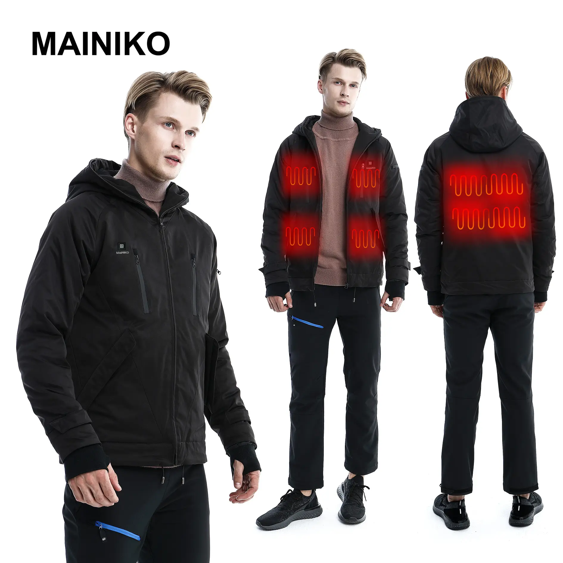 Tecnología de infrarrojo lejano, ropa de invierno personalizada para hombres, con calefacción USB Chaqueta ligera, servicio OEM, cremallera estándar de poliéster 100%