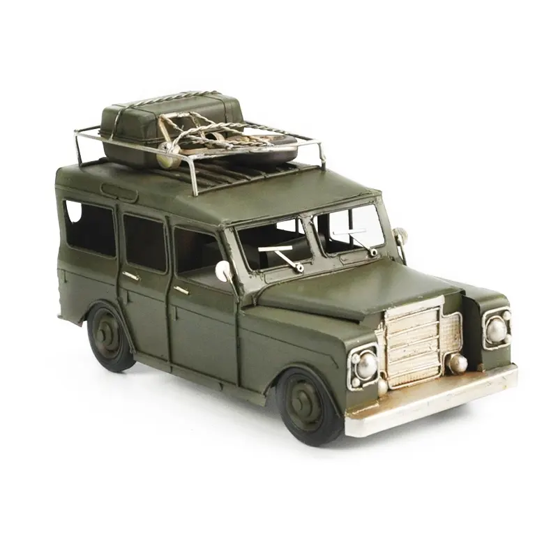 Model Mainan Mobil Skala Kendaraan Militer Hijau Tentara Rumah Kantor Pub Dekorasi Vintage Diecast Model Mobil Logam