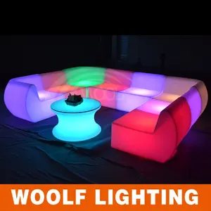 modern design lighted up led plastic sofa set indoor