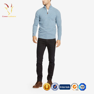 남성용 하프 집업 100% 캐시미어 니트 스웨터 - Product Image 6