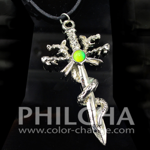 Philcha Thời Trang Hợp Kim Kẽm Đổi Màu Đôi Rồng Thanh Kiếm Tâm Trạng Vòng Cổ Dây Đen Đảng Tặng Trẻ Em Unisex - Product Image 3