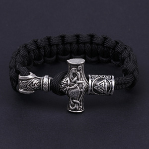 All'ingrosso stile classico Odin <span class=keywords><strong>Thor</strong></span> martello Mjolnir vyking bracciale fatto a mano in lega di zinco Valknut Vegvisir Rune Bead - Product Image 4