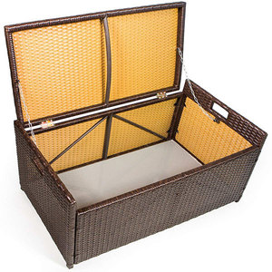 クッション付き ブラウン ラタン収納ベンチ - Product Image 5