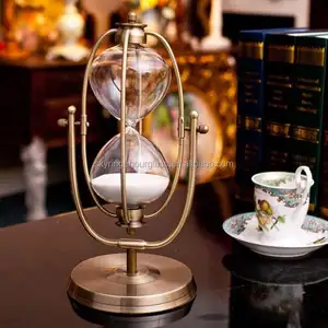 1 hour brass hourglass timer, metal rotating sand timer