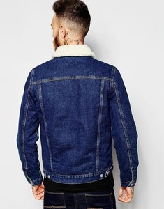 Moda para hombre lana de cordero cálido forro Denim Jean chaqueta abrigo Biker motocicleta Parka - Product Image 2