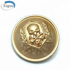 Gelişmiş Yuvarlak Mat Altın Özel Kafatası Logosu Metal Düğmeler Blazer/Takım Elbise