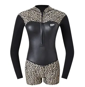 leopard pattern neoprene diving surfing wet suit with long sleeves