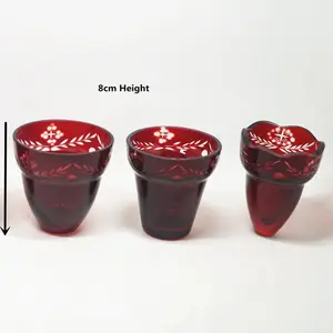 Ruby red Orthodoxe Vigil Olie Lamp Glas Kaars Cup Vervanging 8 cm