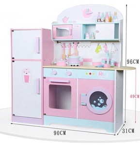 Refrigerador de Juguete de <span class=keywords><strong>Madera</strong></span> Rosa Personalizado, Grande, Educativo, para Niñas - Product Image 3