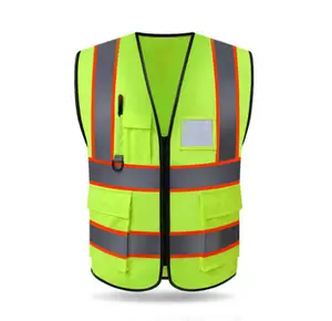 سترة سلامة عاكسة من البوليستر 100% ذات جيوب متعددة Hi Vis