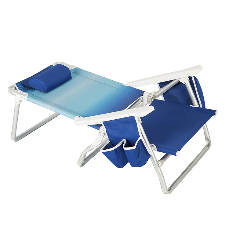 Outdoor Portable Beach Camping Aluminium Folding Chair With Cell Phone Pocket Insulated Cooler Bag