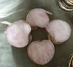 Thời Trang Bán Quý Thủ Công Đá, Thạch Anh Hồng Lát Coaster, Mạ Vàng Vuông Pha Lê Cho Trang Trí Nội Thất - Product Image 4