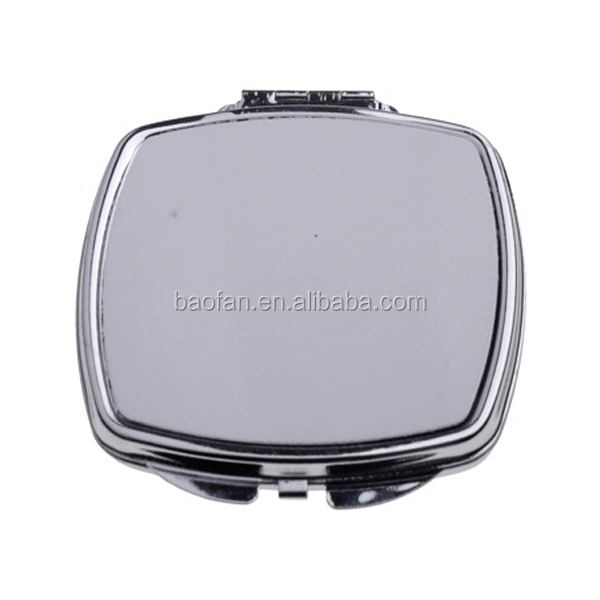 Оптовая продажа, пустые сублимационные складные серебряные карманные зеркала, сделай сам, фотопечать, металлическое компактное зеркало