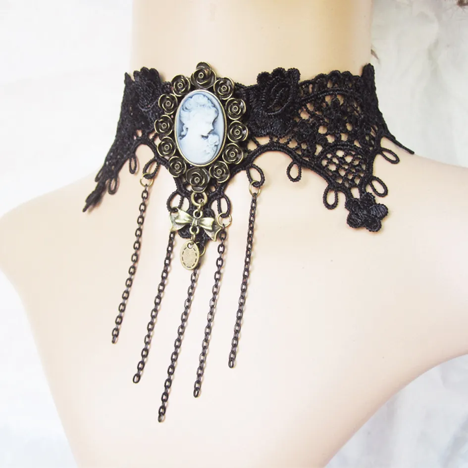 Gothic Choker Halskette viktoria nischen Stil, schwarze Spitze Hals reifen für Frauen