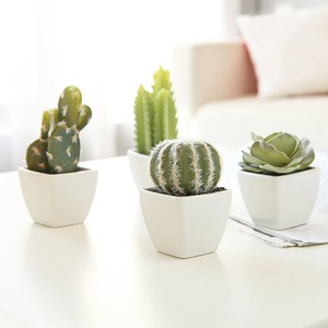 Artificiale <span class=keywords><strong>Mini</strong></span> Succulente e <span class=keywords><strong>Piante</strong></span> di Cactus in Bianco a Forma di Cubo Pentole - Product Image 2