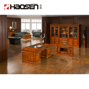 Haosen 0803A meubles de bureau en bois de luxe patron bureau fond armoire documents <span class=keywords><strong>casier</strong></span> bibliothèque livre armoire étagères - Product Image 3