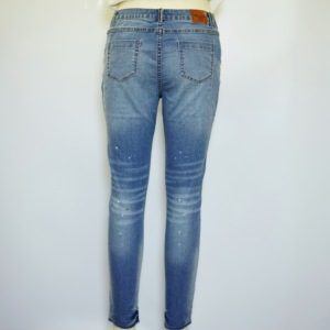 กางเกงยีนส์สไตล์เกาหลีประจำฤดูใบไม้ร่วง/ฤดูหนาวปี 2018 แบบซักแซนด์เบลสต์ แต่งวิสเกอร์วอชและประดับลูกปัด - Product Image 3