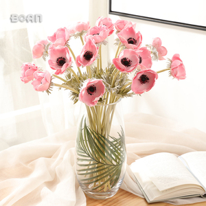 All'ingrosso realistico a lungo termine ritenzione del <span class=keywords><strong>colore</strong></span> artificiale vero tocco papavero singolo <span class=keywords><strong>fiore</strong></span> di Anemone PU - Product Image 4
