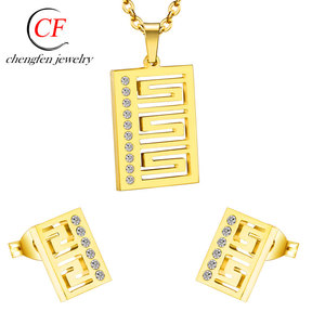 Brincos para mulheres, joias banhadas a ouro 18k, joias, conjunto de pingente - Product Image 2
