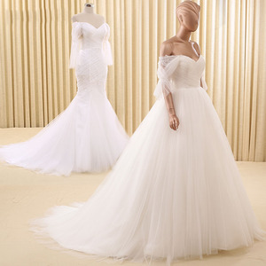 RSM66171real hombro playa vestidos de novia para la novia embarazada vestido de novia de tul - Product Image 1