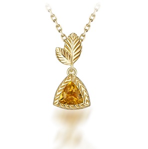 Desain mewah Beruntung Daun 14K emas Plating berlian kuning 925 perak kuning permata alami <span class=keywords><strong>Citrine</strong></span> liontin untuk anak perempuan - Product Image 1