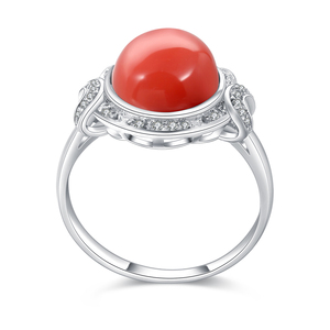 Thiết Kế Mô Hình Lạ Mắt Nhẫn Đá San Hô Đỏ Khắc Bạc - Product Image 6