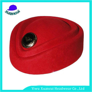Concevoir votre <span class=keywords><strong>propre</strong></span> laine Compagnie Aérienne hôtesse cap chapeaux <span class=keywords><strong>main</strong></span> fedora uniforme feutre de laine casquette de pilote - Product Image 1