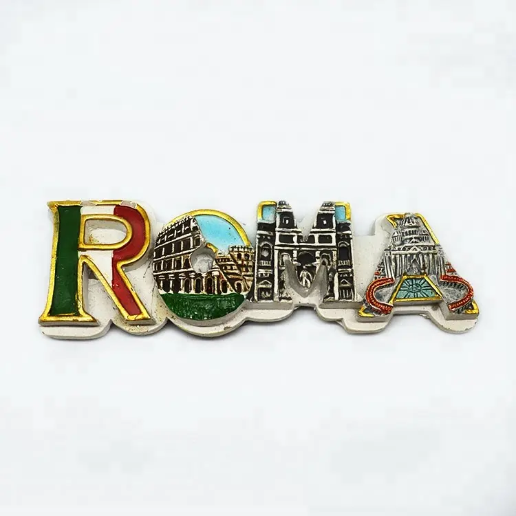 Roma City ชื่ออิตาลีอิตาลีของที่ระลึก 3D Resin ของที่ระลึกแม่เหล็กตู้เย็น