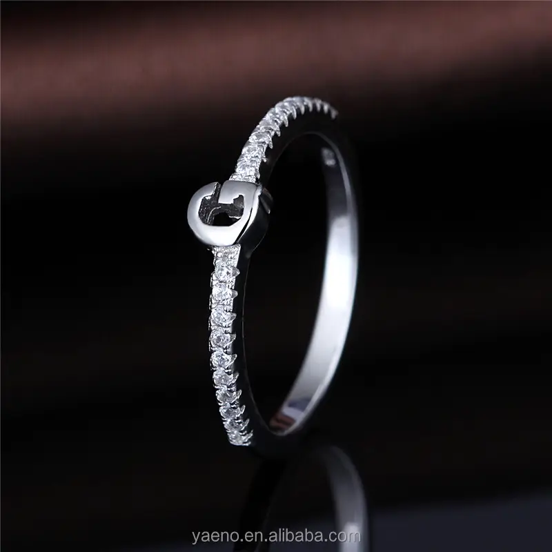 Hot Selling Ebay Rings 925 Silver Zircon Fashion Letter G Ring