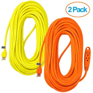 Lighted Plug Extension Cord 100 Feet 3 Outlet Heavy Duty Extension Cord Outdoor Extension Cord NEMA 5-15 3pin Plug Pvc Jacket Home Appliance Lighted Ends