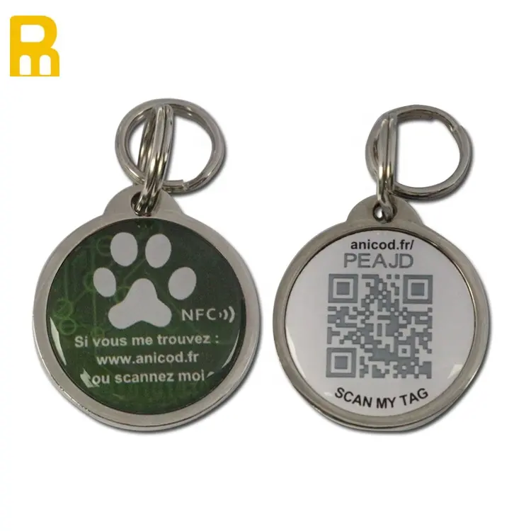 Promotional gifts one paw shape zinc alloy 13.56mhz nfc mini microchip pet ID tag for pet animal identity