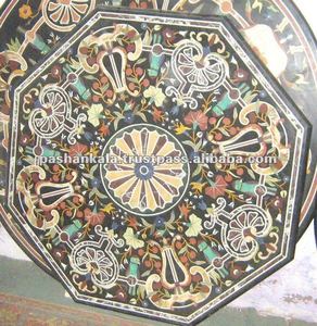 Black Marble Inlay <b>Table</b> Top, Inlay Marble Coffee <b>Table</b> Top - Product Image 1