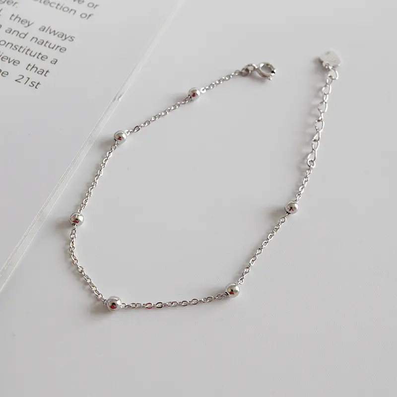 Hot Sale Korean 925 Sterling Silver Trendy Concise Beads Cross Bracelet Nice Jewelry for Women