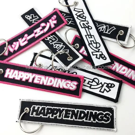 Promotional gifts High quality custom cheap fabric embroidery key chain