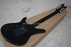 Guitare électrique à 6 cordes à rayures-couleur noir et rouge - Product Image 6