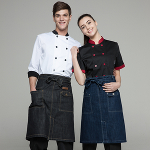 En gros personnalisé suspendus cou <span class=keywords><strong>cowboy</strong></span> tabliers moitié courte section uniformes longue section <span class=keywords><strong>cowboy</strong></span> tablier pour le serveur - Product Image 3