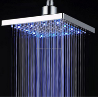 Contrôle de la température de l'eau LED changeant douche carré pommeau de douche de pluie avec 3 couleurs