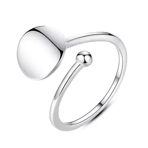Groothandel vinger ringen blanks-Custom sieraden 925 sterling zilveren ring blanks verzilverd logo stempelen vinger ringen blanks voor vrouwen meisjes