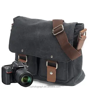 Sac à bandoulière Vintage en cuir et toile pour appareil photo DSLR, fournisseur d'usine