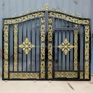 بوابة مدخل من الحديد المطاوع بسطح من الفولاذ والزنك سهلة التركيب تصميم سياج للحماية المنزلية وتزيين الحدائق - Product Image 1
