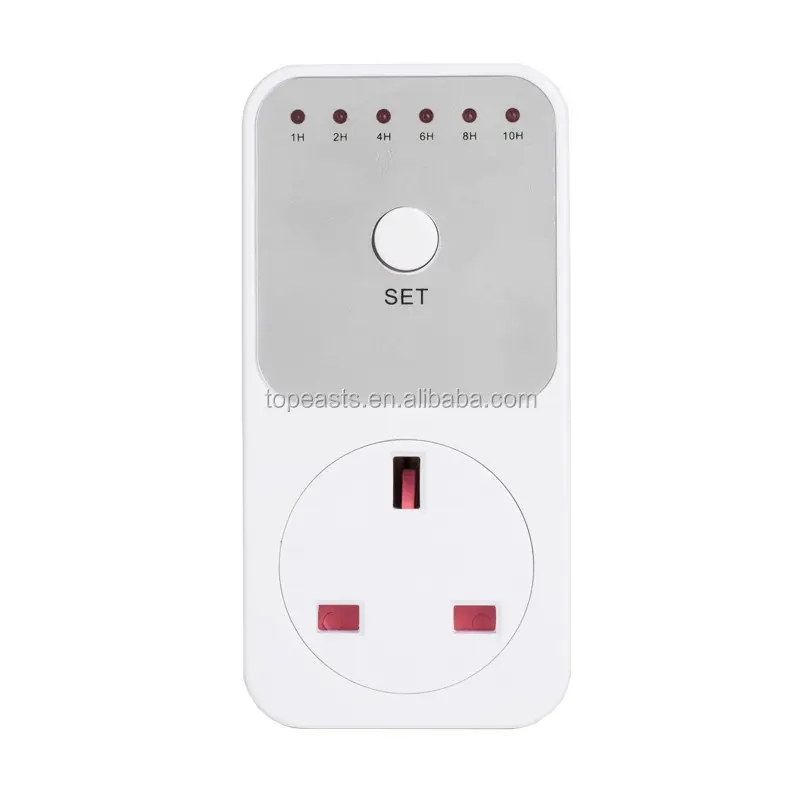 UK Countdown Timer with 1 Grounded Outlet Electric Energy Measuring Socket Auto-Shut Off Timer Safety Outlet Energy-Saving Timer