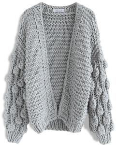 Custom Signore <span class=keywords><strong>Nero</strong></span> Oversize Slouchy Knit Pom Pom Maglia A Manica Lunga Maglioni <span class=keywords><strong>Cardigan</strong></span> - Product Image 5