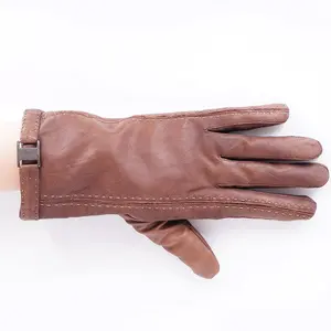 Gloveman luvas para mulher vestido de couro de pele de cabra